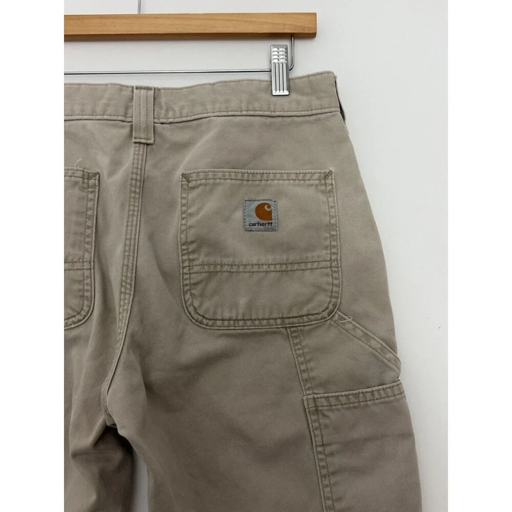 Carhartt Pants Mens 30x32 Khaki Relaxed Fit Canvas Carpenter Workwear B324 FDK